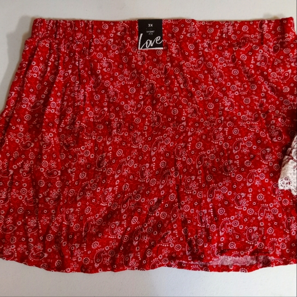 Womens Plus Size Red Bandana Skirt  NWT Size 3 X by Love